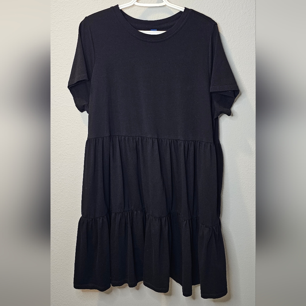 Old Navy T-shirt Swing Dress Size XL. Black. Pockets.